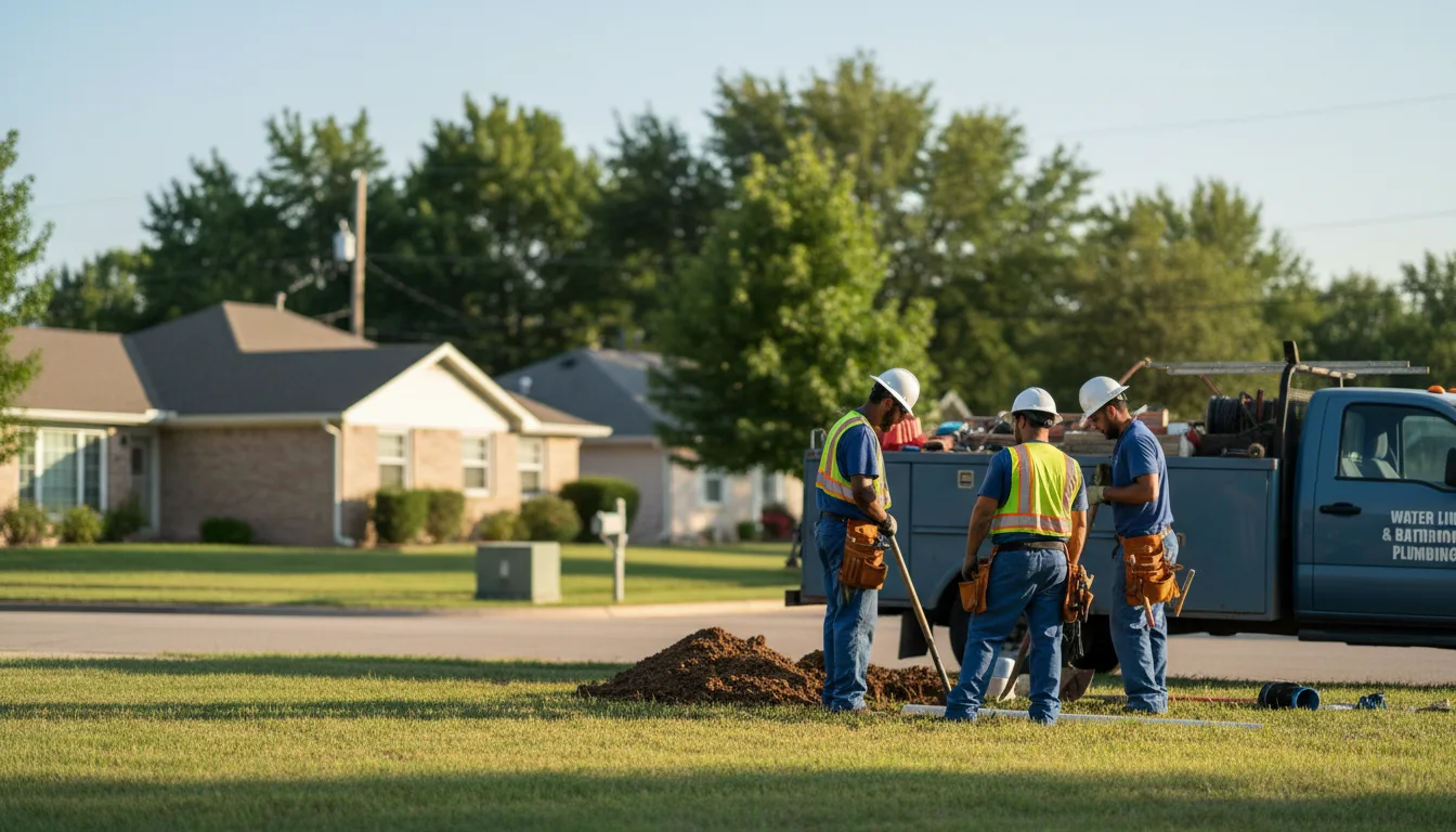 Residential water line and bathroom plumbing service in Peru, IA